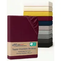 AM Qualitätsmatratzen Premium hoeslaken 280 x 200 cm topper (200gsm) in Bordeaux - Made in Germany - OEKO TEX gecertificeerd topper hoeslaken - Jersey hoeslaken - Fitted Sheets