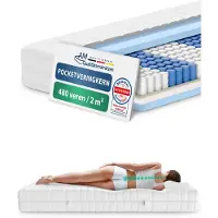 AM Qualitätsmatratzen - Ergonomisch 7-Zone Pocketveringmatras 150x200 cm - Zacht (H2) - 20cm - Matras met 7 ergonomisch ligzones - OEKO-TEX - 7-zone matras 150 x 200 cm - 480 veren