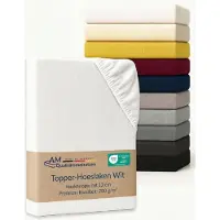 AM Qualitätsmatratzen Premium hoeslaken 140 x 190 cm topper (200gsm) in Wit - Made in Germany - OEKO TEX gecertificeerd topper hoeslaken - Jersey hoeslaken - Fitted Sheets