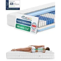 AM Qualitätsmatratzen - Ergonomisch 7-Zone Pocketveringmatras 140x220 cm - Gemiddeld (H3) - 20cm - Matras met 7 ergonomisch ligzones - OEKO-TEX - 7-zone matras 140 x 220 cm - 480 veren