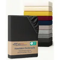 AM Qualitätsmatratzen Premium hoeslaken 70 x 200 cm (200gsm) in Donkergrijs - Made in Germany - OEKO TEX gecertificeerd topper hoeslaken - Jersey hoeslaken - Fitted Sheets