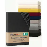 AM Qualitätsmatratzen Premium hoeslaken 140 x 190 cm boxspringbed (200gsm) in Donkergrijs - Made in Germany - OEKO TEX gecertificeerd topper hoeslaken - Jersey hoeslaken - Fitted Sheets