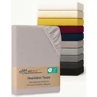 AM Qualitätsmatratzen Premium hoeslaken 270 x 200 cm boxspringbed (200gsm) in Taupe - Made in Germany - OEKO TEX gecertificeerd topper hoeslaken - Jersey hoeslaken - Fitted Sheets