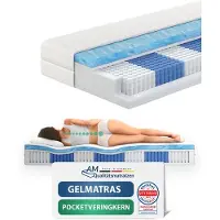 AM Qualitätsmatratzen - Premium gelschuim matras 120x200cm - Zacht (H2) - 10000 veren - Pocketveringmatras gelschuim 120 x 200-6 cm gelschuim deklaag - 24cm hoogte - Made in Germany