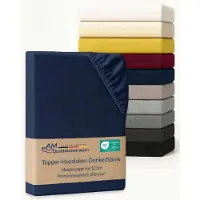 AM Qualitätsmatratzen Premium hoeslaken 70 x 220 cm topper (200gsm) in Donkerblauw - Made in Germany - OEKO TEX gecertificeerd topper hoeslaken - Jersey hoeslaken - Fitted Sheets