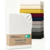 AM Qualitätsmatratzen Premium hoeslaken 270 x 200 cm (200gsm) in Wit - Made in Germany - OEKO TEX gecertificeerd topper hoeslaken - Jersey hoeslaken - Fitted Sheets