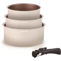Arthur Martin Kookgerei - Alle warmtebronnen inclusief inductie - ARTHUR MARTIN - AM2655 - Set van 3 steelpannen -16-18-20 cm + 1 afneembare handgreep