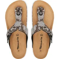 Tamaris Teenslipper donkerbruin / grijs / zwart / wit