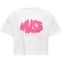 ONLY KIDS GIRL T-shirt wit/roze Meisjes Katoen Ronde hals Printopdruk - maat 146/152