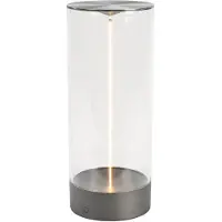 Konstsmide 7847-370 Edison L tafellamp/lantaarn | donkergrijs | voor binnen- en buitengebruik | draadloos | 0,7 W, 10–80 lm, 2700K | 13 x 13 x 32 cm