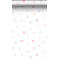 Origin Wallcoverings behang stip poederroze, pastel paars en pastel perzikoranje - 53 cm x 10.05 m - 347507