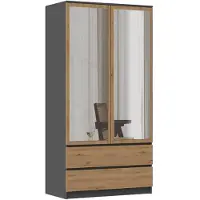 Top E Shop Kledingkast Malwa SS-90L ANTRACIET EIKEN ARTISAN