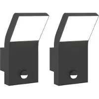 vidaXL Buitenwandlampen 2 st LED met sensors gegoten aluminium zwart