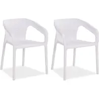 Homestyle4u Tuinstoelen - Set van 2 - Stapelstoelen - Kunststof - Wit