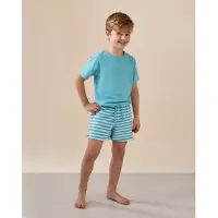 Little label shortama blauw Jongens Stretchkatoen Ronde hals Streep - maat 158/164
