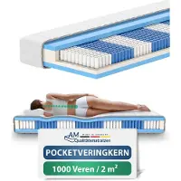 AM Qualitätsmatratzen - 1000 veren 7-zone pocketveringmatras 120x220 cm (H5) - Ergonomisch matras 120 x 220 met 1.000 veren - 24 cm Premium hoogte - Afneembare TENCEL Lyocell tijk - Made in Germany