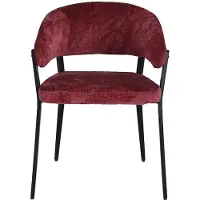 Vente-unique Set van 2 stoelen met armleuningen van getextureerde stof en zwart metaal - Bordeaux - AVRELA