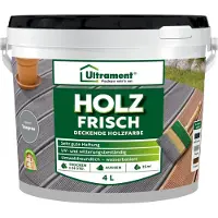 Ultrament Wood Fresh - Dekkende houtverf, vloerverf voor buitenhout, 4 liter (Telegrau)