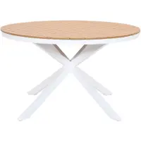 Vente-unique Ronde tuintafel van aluminium D125 cm - Wit en licht naturel - ZEYVA van MYLIA