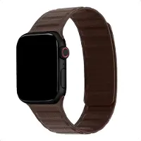 Accezz Magnetisch echt lederen bandje voor de Apple Watch | 44/45/46/49 mm - Chocolate Brown