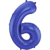 Folat - Folieballon Cijfer 6 Blauw Metallic Mat - 86 cm