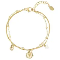 Yehwang Goudlief Dubbele armband met hart bedel - Roestvrij staal - Verkleurt niet - Cadeau - Goudlief.nl - Goudkleur