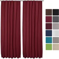Beautissu Amelie TK - Set van 2 Isolerende Gordijnen met Plooiband - Thermische Gordijnen Kant en Klaar Verduisterend 140x245cm Rood - Koude Bescherming & Warmte Isolerend