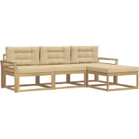 vidaXL Buiten bank set 4 st Wit en Beige Polyester