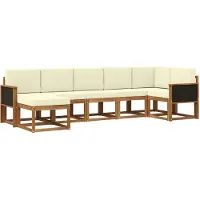 vidaXL Buiten bank set 7 st Natuurlijk en Crème Polyester