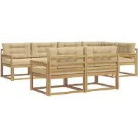 vidaXL Buiten bank set 6 st Wit en Beige Polyester