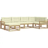 vidaXL Buiten bank set 5 st Wit en crèmekleurig Polyester