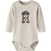 Name it Romper l/s - Rib - NbmHaball - Peyote Melange - - 56 - Rompers Lange Mouw