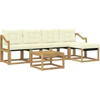 vidaXL Buiten bank set 6 st Wit en crèmekleurig