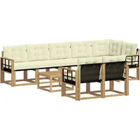 vidaXL Buiten bank set 9 st Wit en crèmekleurig