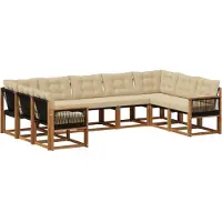 vidaXL Buiten bank set 9 st Natuurlijk en Beige