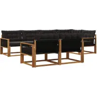 vidaXL Buiten bank set 7 st Naturel en Zwart