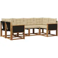vidaXL Buiten bank set 6 st Natuurlijk en Beige