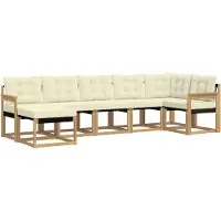 vidaXL Buiten bank set 7 st Wit en crèmekleurig