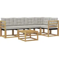 vidaXL Buiten bank set met kussen 6 pcs Wit en Lichtgrijs