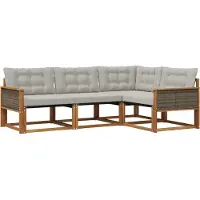 vidaXL Buiten bank set 4 st Naturel en lichtgrijs