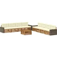 vidaXL Buiten bank set 9 st Natuurlijk en Crème Polyester