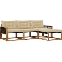 vidaXL Buiten bank set 4 st Natuurlijk en Beige