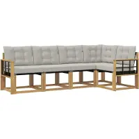 vidaXL Buiten bank set 5 st Wit en Lichtgrijs