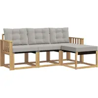 vidaXL Buiten bank set 4 st Wit en Lichtgrijs