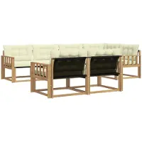 vidaXL Buiten bank set 7 st Wit en crèmekleurig