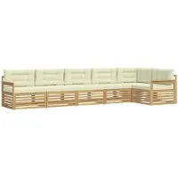 vidaXL Buiten bank set 6 st Wit en crèmekleurig Polyester