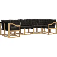 vidaXL Buiten bank set 7 st Wit en zwart
