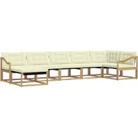 vidaXL Buiten bank set 7 st Wit en crèmekleurig Massief Acacia Hout