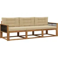 vidaXL Buiten bank set 3 st Natuurlijk en Beige