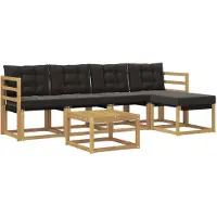 vidaXL Buiten bank set 6 st Wit en zwart